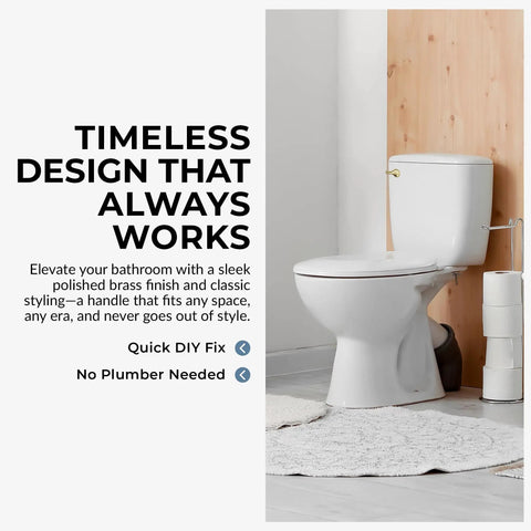 Polished Brass Front Mount Toilet Handle Replacement Kit With Universal Flush Lever Fits Most Front Mount Toilet Tanks Easy Install No Tools Required Today shown installed on a modern toilet.
