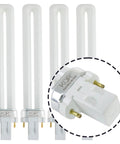 Pack Of 4 13W GX23 CFL Light Bulbs With 2 Pin Plug In Base 3500K Neutral White U Shaped Tubes Energy Efficient Replacement Bulbs