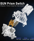 Detailed view of BSUN Prism Switch showing fast response mechanical switch design for Hella Creamy 75 Percent Layout Wireless Mechanical Keyboard.