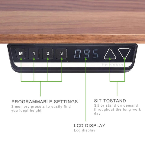 Fromann Dual Motor Standing Desk Frame With 3 Tier Legs Electric Height Adjustable Base For Home And Office control panel with LCD display.