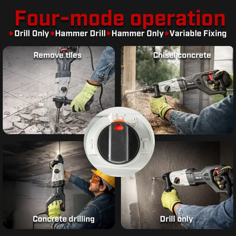 XtremepowerUS 800W SDS-Plus corded rotary hammer drill with four-mode operation; tile removal and chiseling.