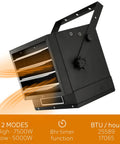 Top Shelf 7500 Watt Hardwired Garage Heater With Smart Remote And Smooth Vertical Horizontal Airflow Matte Black Finish, showing heating element and airflow.