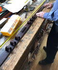 Leather Cartridge Holder For SASS Western Gun Rig With 2 Ply Ranger Style Bullet Loops on workshop table