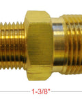 Side view brass high-pressure washer adapter M22 to 3/8 in. male pipe thread, 1-3/8 in long