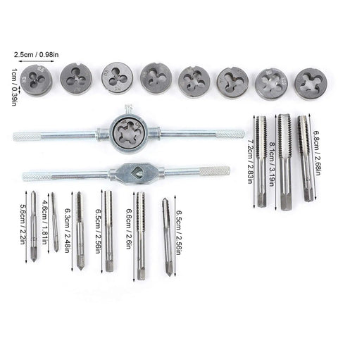 Heavy Duty 20 Piece Metric Tap Die Set With Wrench Rack For Thread Repair And Cutting M3 To M12 Bolt Rod Pipe Hand Tool Kit Ready To Go, metric taps and dies with wrench