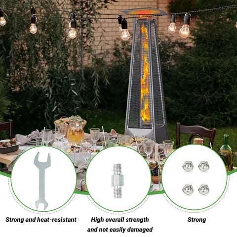 Two Pack Square Umbrella Style Stand Up Pyramid Patio Heater Hardware Kit With Bolts And Nuts And Reflector Shield Accessories For Propane Outdoor Heaters