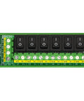 Beefy Six Channel DC Power Distribution Strip with DIN Rail Mount and Rocker Switches, 0 to 50V, 30A Total