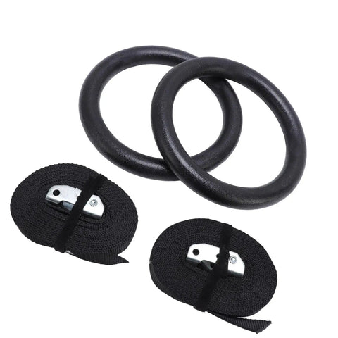 Gymnastic Rings With Straps Heavy Duty Up To Six Hundred Sixty One Lb Load Bearing Workout Equipment for Home Gym Training