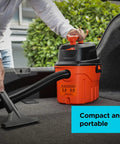 No Sweat Three Gallon Wet Dry Shop Vacuum Portable Corded Build With Smart Float Valve And Ten Foot Reach in use for car detailing.