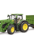 John Deere 7R 350 Scale Tractor With Front Loader And Tandem Tipping Trailer 1 to 16 Diecast Model with realistic cab