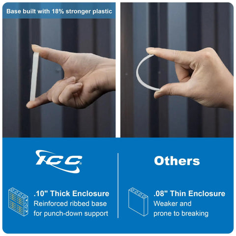 Comparison of Heavy Duty 14 Inch Abs Plastic Structured Wiring Enclosure With Secure Cable Management Cover and thinner alternatives.