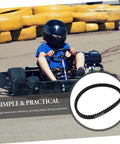 Child driving a go-kart with overlay of Go Kart Drive Belt Clutch Replacement For KT196 5959, durable belt for smooth transmission.