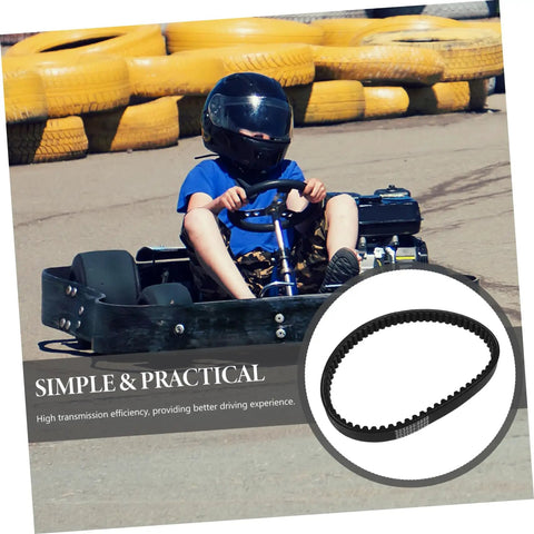 Child driving a go-kart with overlay of Go Kart Drive Belt Clutch Replacement For KT196 5959, durable belt for smooth transmission.