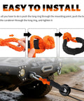 Beefed-Up Two Pack Half Inch By 22 Inch Soft Shackles For Recovery With 37500 Lbs Breaking Strength, Heavy Duty tow shackle installed on Jeep bumper