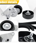 Serpentine Belt Drive Tensioner Pulley Component Kit For GM Hummer H2 Tahoe Silverado Suburban Avalanche Sierra 1500 2500 3500 2002-2008 Replacement Upgrade tensioner, pulley, and belt
