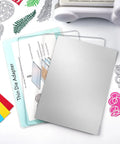 3 Piece Die Cutting Pad And Shim Set For Standard Die Cutting Machines, Clear Polycarbonate Cutting Pads With Stainless Adapter Plate, Perfect For Scrapbooking, Card Making, And Paper Craft Projects with fern and birthday die cuts
