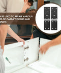 Eight Piece Black Metal Flat Mending Plates Set With 40 Screws And Screwdriver For Wood Shelves And Furniture installation