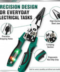 Hella Durable 4 In 1 Electrician Pliers With Built In Smart Voltage Tester, detail showing ergonomic non-slip grip and precision design.