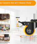 Heavy Duty 3 Inch Swivel Caster Wheels With Standard 3/8 Threaded Stem Set Of 4 for wire shelving with lock feature.