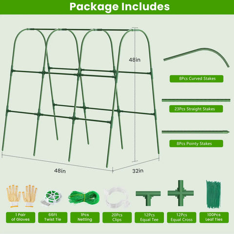 Package contents for U Shape Garden Trellis For Raised Beds And Climbing Plants, Rustproof Metal Arch With Stainless Steel Core