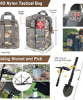 600D nylon tactical bag camo pattern and folding shovel from 238 Piece Emergency Survival Kit With First Aid Tools Tactical Molle Pouch Emergency Tent And Blanket 22 In 1 Multi Tool Ideal For Earthquakes Outdoor Adventure Camping Hiking Hunting