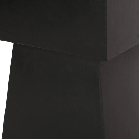 Close-up of Jack Outdoor Modern Side Table in Matte Black with Lightweight Concrete Build