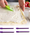 Purple Cookie Scribes And Scrapers Set Of 6 Baking Decorating Tools For Royal Icing Detail Work To Smooth Corners Like Butter And Totally Ditch Frosting Mess Quick Style Your Sweet Treats Like A Pro, using scraper on frosted cake.
