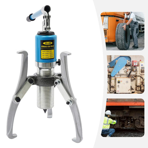 Heavy Duty Hydraulic Gear Puller Set 20T For Wheel Bearing Extraction Separator Kit Interchangeable Two Or Three Jaws Car Axles Hubs Rotors Pulleys Alloy Steel Machine Shop Tool For Pros Who Seek Reliable Performance On Any Job Site Today. 20T hydraulic gear puller with two jaws and alloy steel body