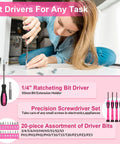 Pink 40 Piece Hand Tool Kit Set With Storage Toolbox For DIY Home Office Garage And Dorm Use Includes Hex Keys