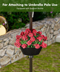 No Fuss 2 In 1 Umbrella Planter For Patio Table And Pole With Umbrella Hole Fits Poles Up To Two Inches Diameter, black PVC