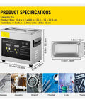 Top Notch Ultrasonic Cleaner Featuring 40 Khz Dual Transducers For Quick Grime Busting And Gentle Polish On Jewelry Watches Tools And Kitchen Gadgets Portable Mini Wash Tank with dimensions and tank.