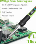 100W LED Digital Soldering Iron Kit with Ceramic Heater, quick 15 second heat up, adjustable temperature pro grade in use