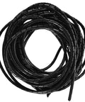 Slick Black Spiral Cable Wrap Tube Ten Meter Cord Manager for PCs, showing coiled black corrugated tubing for wire organization.