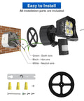 Installation guide for Outdoor Motion Sensor LED Flood Lights 2 Head Security Floodlight 3400 Lumen 30W, wiring details shown