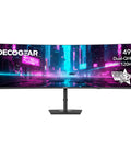 Massive 49 Inch Curved Ultrawide Monitor With Dual QHD 5120x1440, 32:9, HDR400, 120Hz VA Panel on an ergonomic stand