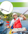 Man kayaking with 16 Pieces Canopy Push Button Clips Stainless Steel V Shaped Tent Pole Clips 8 Mm Spring Button Locks for gear