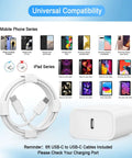 USB C Fast Wall Charger 4 Pack for 17 16 15 Pro Max and More Includes 6 Ft Cables High Speed USB C Charging and Data Transfer Durable Wall Chargers for iPhone iPad Pro AirPods Samsung.