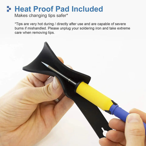 Hands holding FM2027-01 Soldering Iron With Grip And Heatproof Pad For FX951 FX952 FM203 FM204 FM206 Stations Pro Grade Soldering Tool