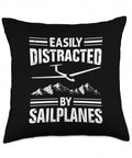 Sky High Sailplane Pilot Throw Pillow For Aviation Enthusiasts With Soaring Thermals And Glider Vibe Perfect Gift