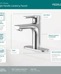 Flute Bathroom Faucet Chrome Finish No Fuss 4-Inch Installations Fits 1 Or 3 Hole Setups ADA Compliant WaterSense Certified Sleek Modern