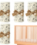 Breathable Cotton Gauze Bed Rail Teething Protector for Baby Crib Sides with bunny design rolls and crib display