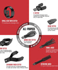 POPULO 8-piece drain snake drill attachment set for 50–100 ft AC drain cleaners; fits 5/16–3/4 in cables.