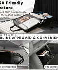 TSA-friendly waterproof rolling laptop bag for women with 180-degree opening and airline size, fits overhead and under-seat storage