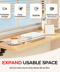 Fold Down Wall Mounted Desk Extender Tray And Side Table That Expands Your Space, with tea, books, near window