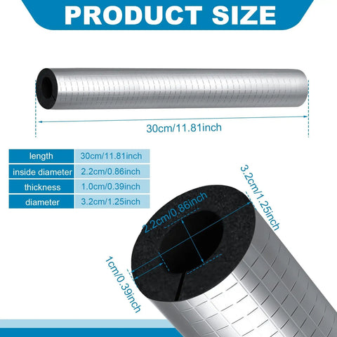 Six Pack Three Quarter Inch Pipe Insulation Foam Tubes With Self Adhesive Aluminum Foil Wrap product size dimensions