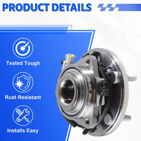 Front Wheel Bearing Hub Assembly With 5-Lug ABS For Jeep Grand Cherokee 2005-2010 And Jeep Commander 2006-2010 Replacement Hub 513234 Front Axle Bolt-In Ready OEM Quality