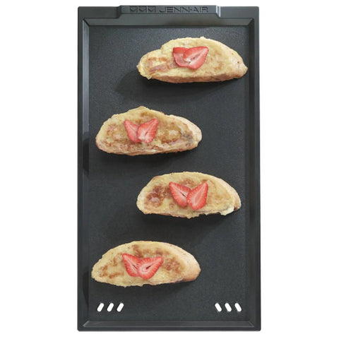 Griddle E Insert For Maytag JES9860 Series Ranges M Griddle E Black Nonstick Griddle Plate with toast and strawberries