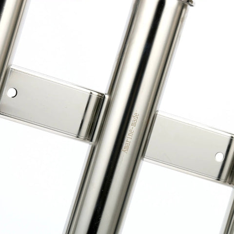 Close view of 316 Stainless Steel Triple Tube Fishing Rod Rack, Wall Or Side Mount Rod Holder Bracket showing marine-grade finish