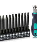 Pro Grade 11 Piece Square Drive Bit Set With 10 Number Two Square Bits And One Quarter Inch Magnetic Hex Shank Driver Two Point Three Inch Long SQ2 Alloy Steel Bits For Pocket Hole Jigs And Impact Drivers.