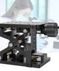Z Axis Manual Lift Platform With Precision Positioning Stage And Fine Adjustment Slider Micro Positioner Lab Jack Elevator showing fine adjustment knob.
